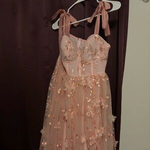 Pink flower tulle dress